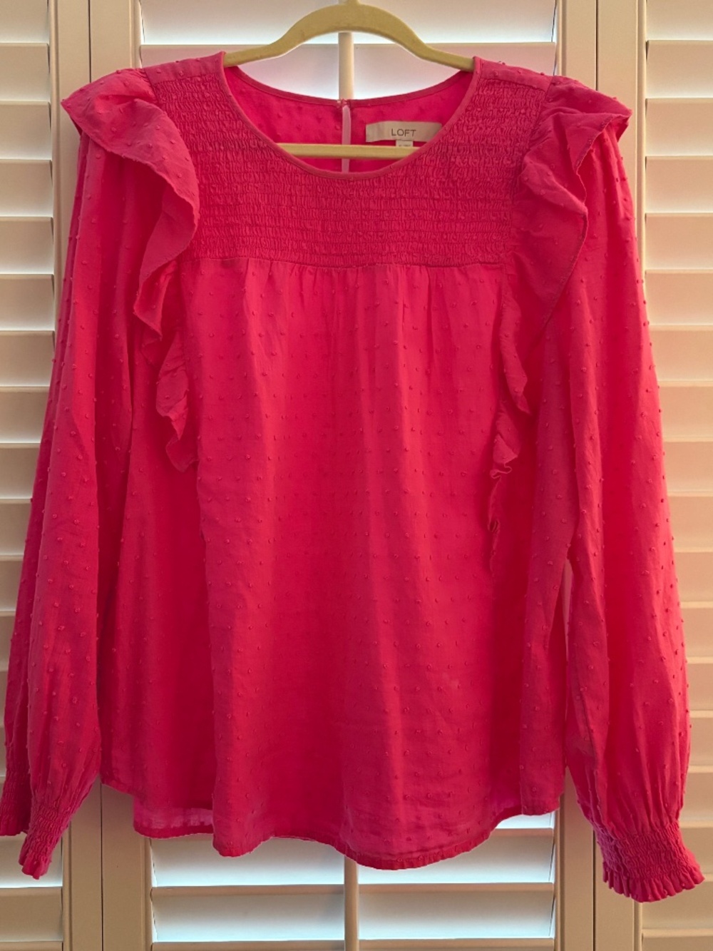 Ann Taylor LOFT® Hot Pink Smocked Blouse Size XL